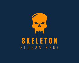 Fang Skull Skeleton logo design