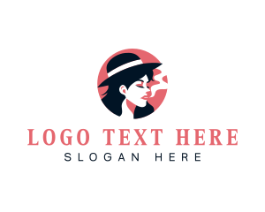 Lady - Smoking Woman Hat logo design