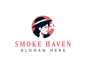 Smoking Woman Hat logo design