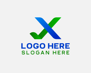 Swoosh - Verification Check Letter X logo design