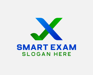 Exam - Verification Check Letter X logo design