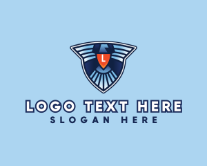 Football - Shield Eagle Wings Security logo design
