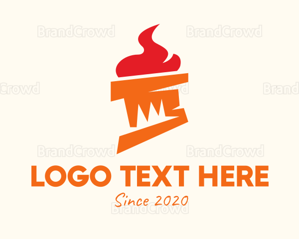 Orange Flame Torch Logo