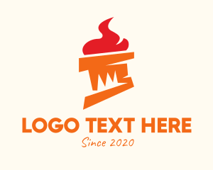 Ablaze - Orange Flame Torch logo design