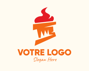 Orange Flame Torch Logo