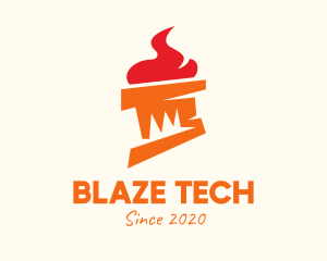 Orange Flame Torch logo design