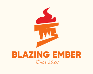 Fiery - Orange Flame Torch logo design