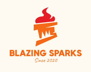 Orange Flame Torch logo design