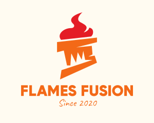 Orange Flame Torch logo design