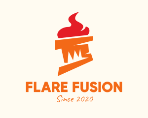 Flare - Orange Flame Torch logo design