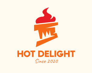 Orange Flame Torch logo design