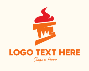 Orange Flame Torch Logo