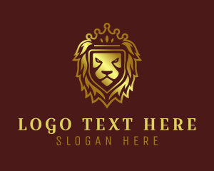 Lion - Gold Shield Lion Royalty logo design