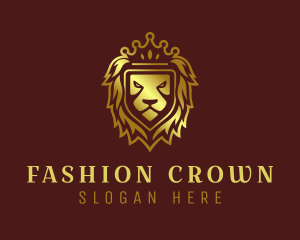 Gold Shield Lion Royalty logo design