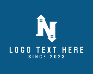 Blue And White - House Home Letter N logo design
