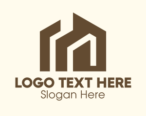 Wooden - Brown Real Estate House logo design