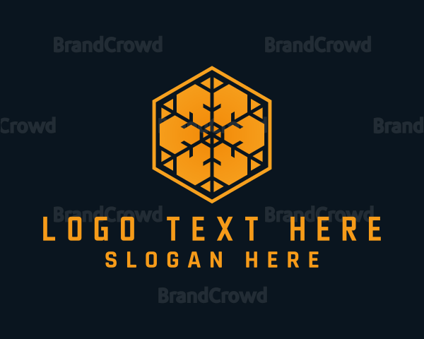 Orange Snowflake Hexagon Logo