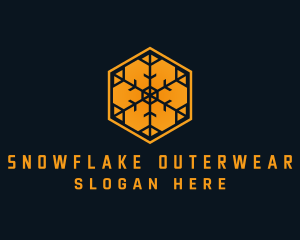 Orange Snowflake Hexagon logo design