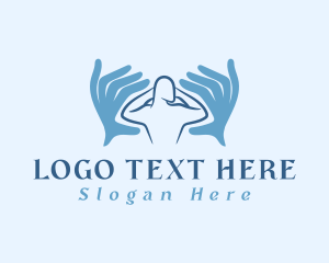 Hands - Blue Hands Massage logo design