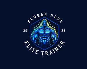 Strong Man Muscle Trainer logo design