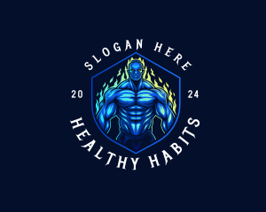 Strong Man Muscle Trainer logo design