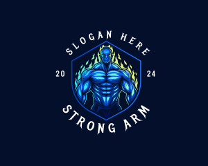 Strong Man Muscle Trainer logo design