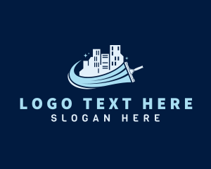 Clean - Squeegee Building Cleaning logo design