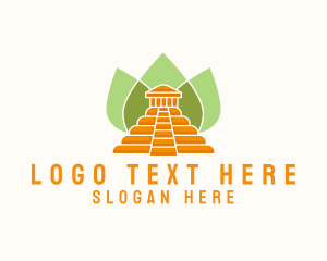 Ruin - Ancient Temple Leaves logo design