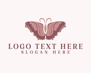 Woman Butterfly Wings logo design