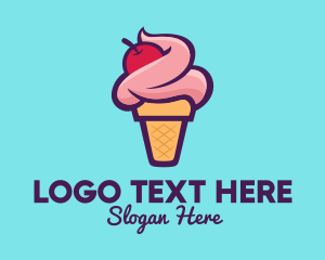 Sugar Cone - Cherry Ice Cream logo design