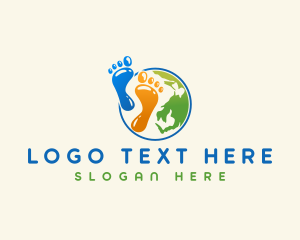 Steps - Globe Footprint Planet logo design