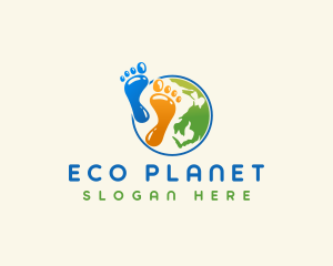Globe Footprint Planet logo design