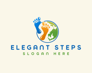 Globe Footprint Planet logo design