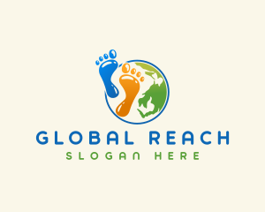 Globe Footprint Planet logo design