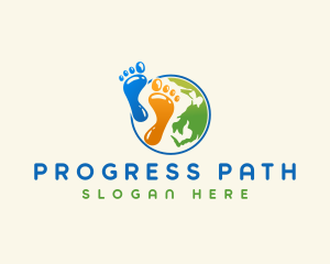 Steps - Globe Footprint Planet logo design