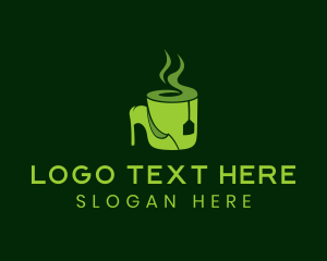 Heel - Green Tea Shoe Cafe logo design