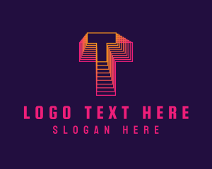 Futuristic - Gradient Static Letter T logo design