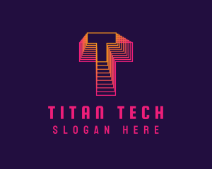 Gradient Static Letter T logo design