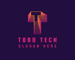 Gradient Static Letter T logo design