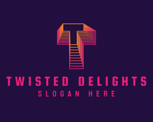 Gradient Static Letter T logo design