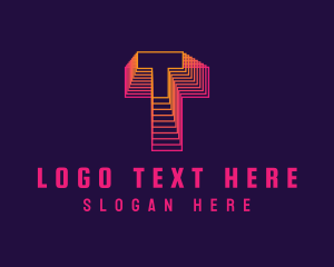 Retro - Gradient Static Letter T logo design