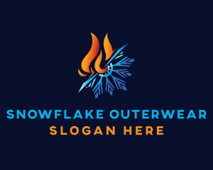 Fire Ice Snowflake logo design