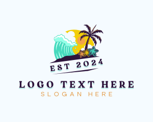 Beach Island Wave logo design