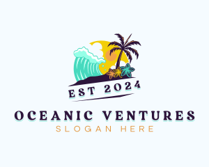 Beach Island Wave logo design