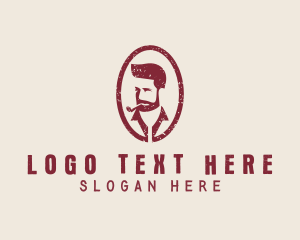 Menswear - Hipster Smoking Pipe Man logo design