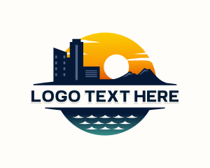 Coast - Cityscape Sunset Building logo design