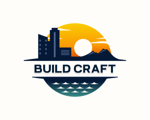 Cityscape Sunset Building logo design