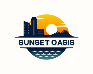 Cityscape Sunset Building logo design