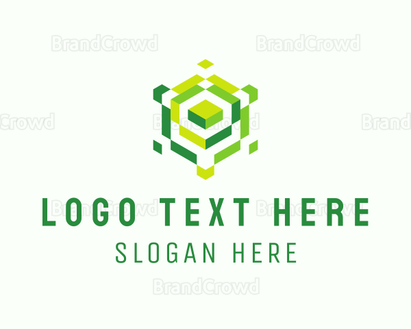 Puzzle Cube Hexagon Logo