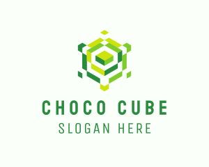 Puzzle Cube Hexagon logo design